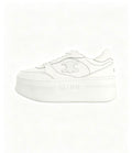 CELINE Triomphe Embellished Wedge Low-Top Sneakers — Women's Optical White