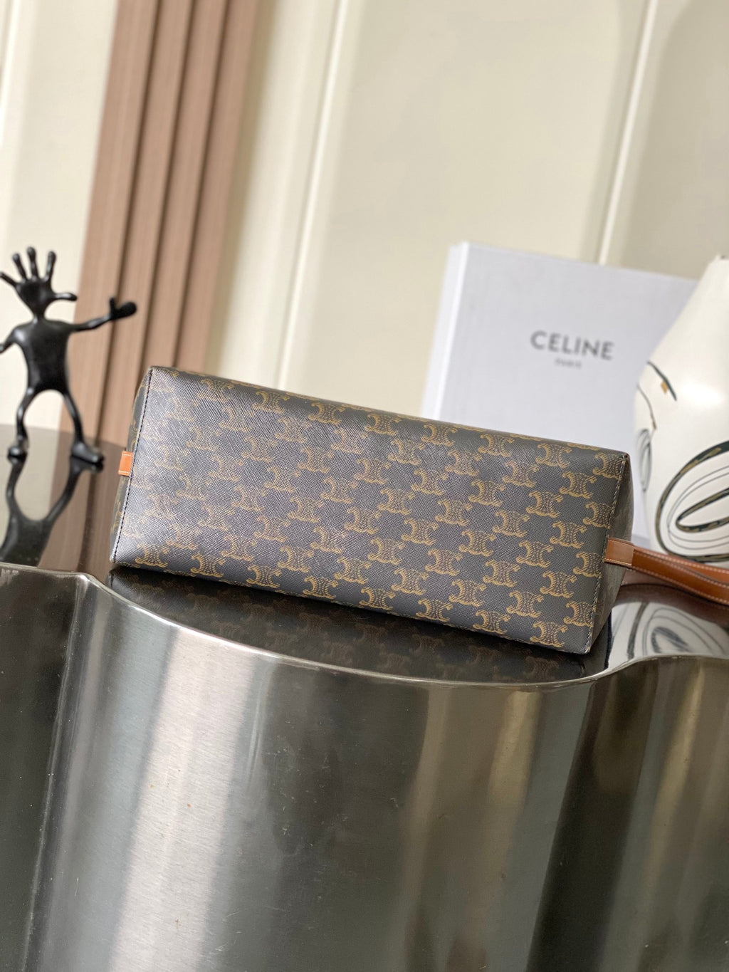 CELINE Monogram Soft Shopper Bag in Dark Brown