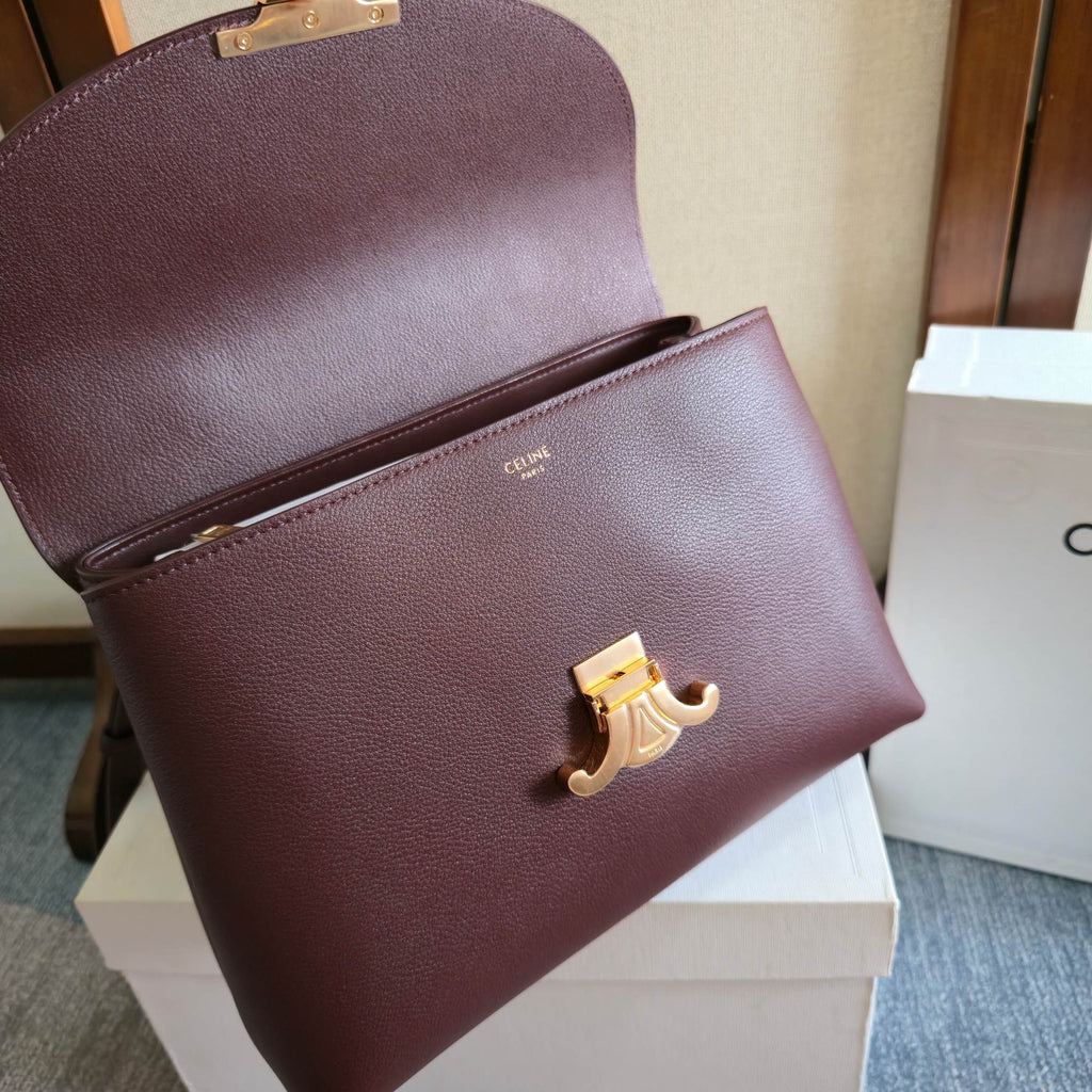 CELINE Triomphe Kelly Bag in Burgundy