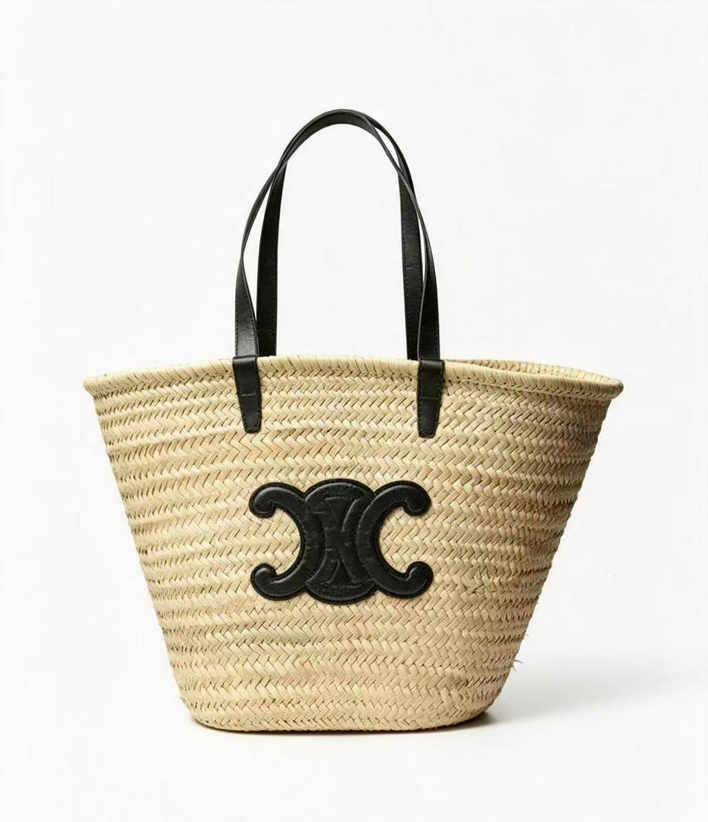 CELINE Hand-Woven Raffia Bag in Beige