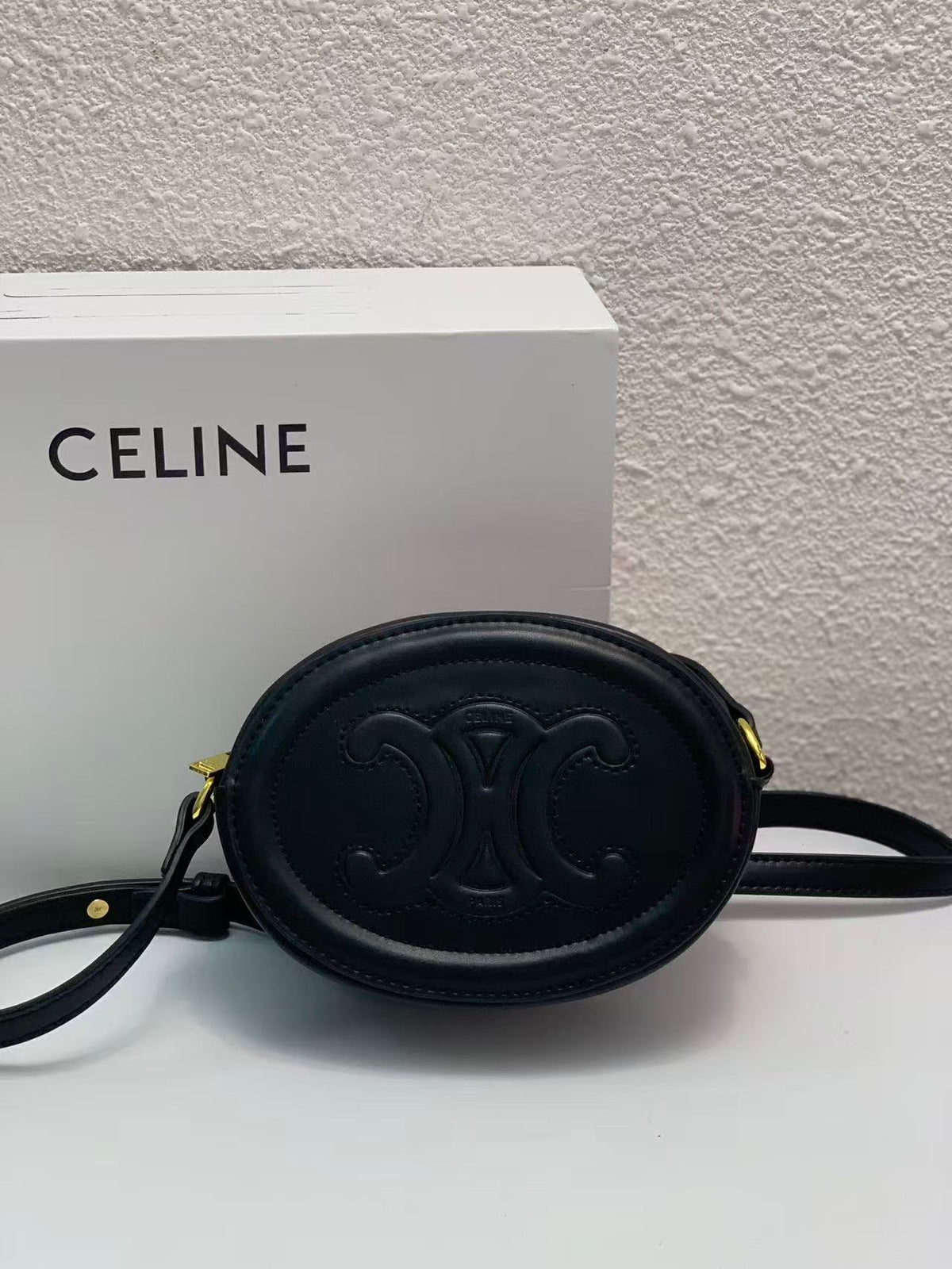 CELINE Pig Nose Mooncake Bag in Black