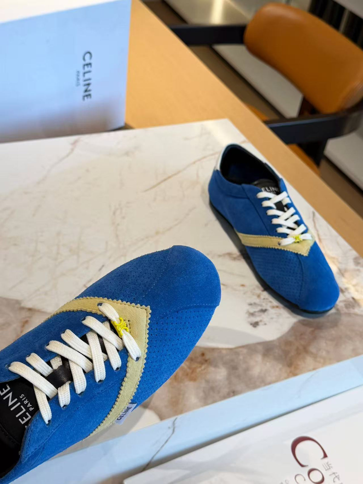 CELINE THE FLAT Men's Hollow Lace-Up Low-Top Casual Shoes | Blue | EU 39-46