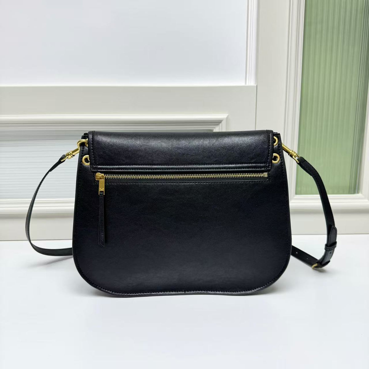 CELINE Triomphe Besace Bag in Black with Gold-Tone Finish