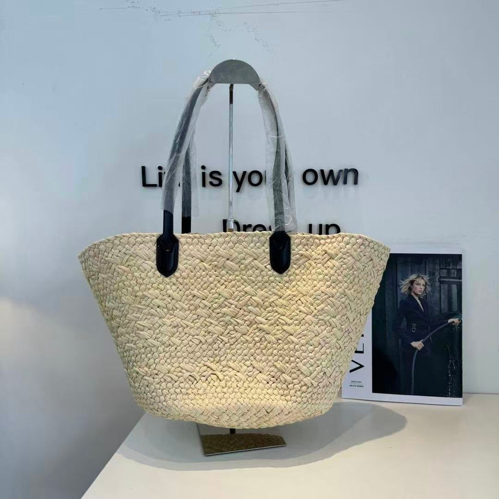 CELINE Hand-Woven Raffia Bag in Beige