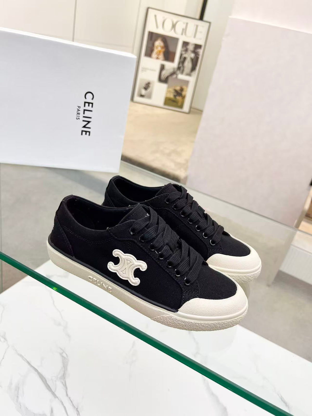 CELINE New Alan Triomphe Canvas Sneakers — Black