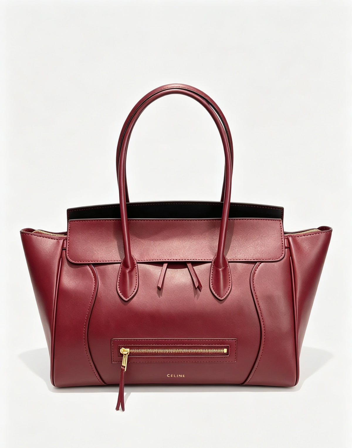 CELINE Luggage Bag in Burgundy with Grained Texture