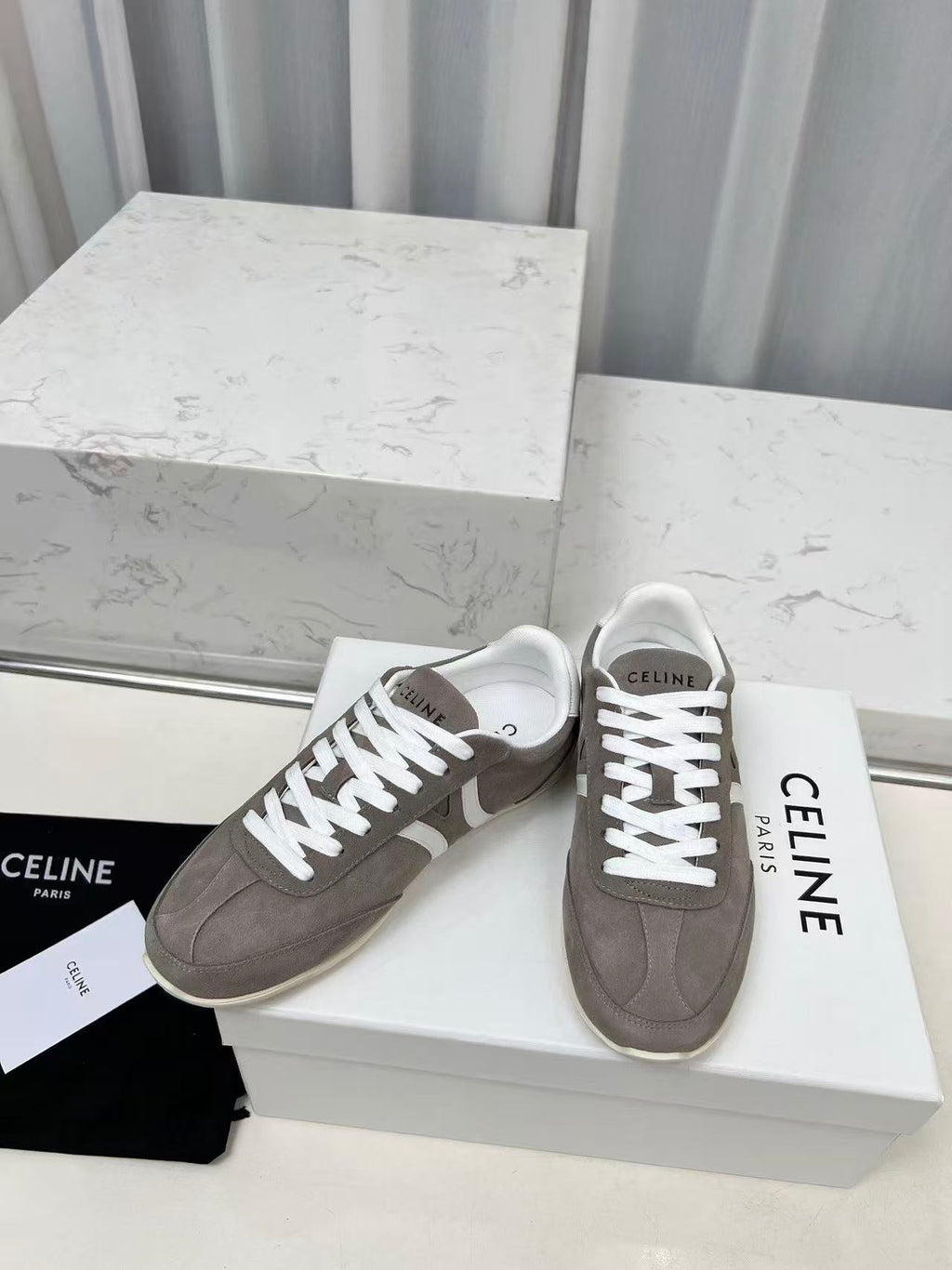 CELINE Jogger Triomphe Low-Top Sneakers in Brown Cowhide & Suede