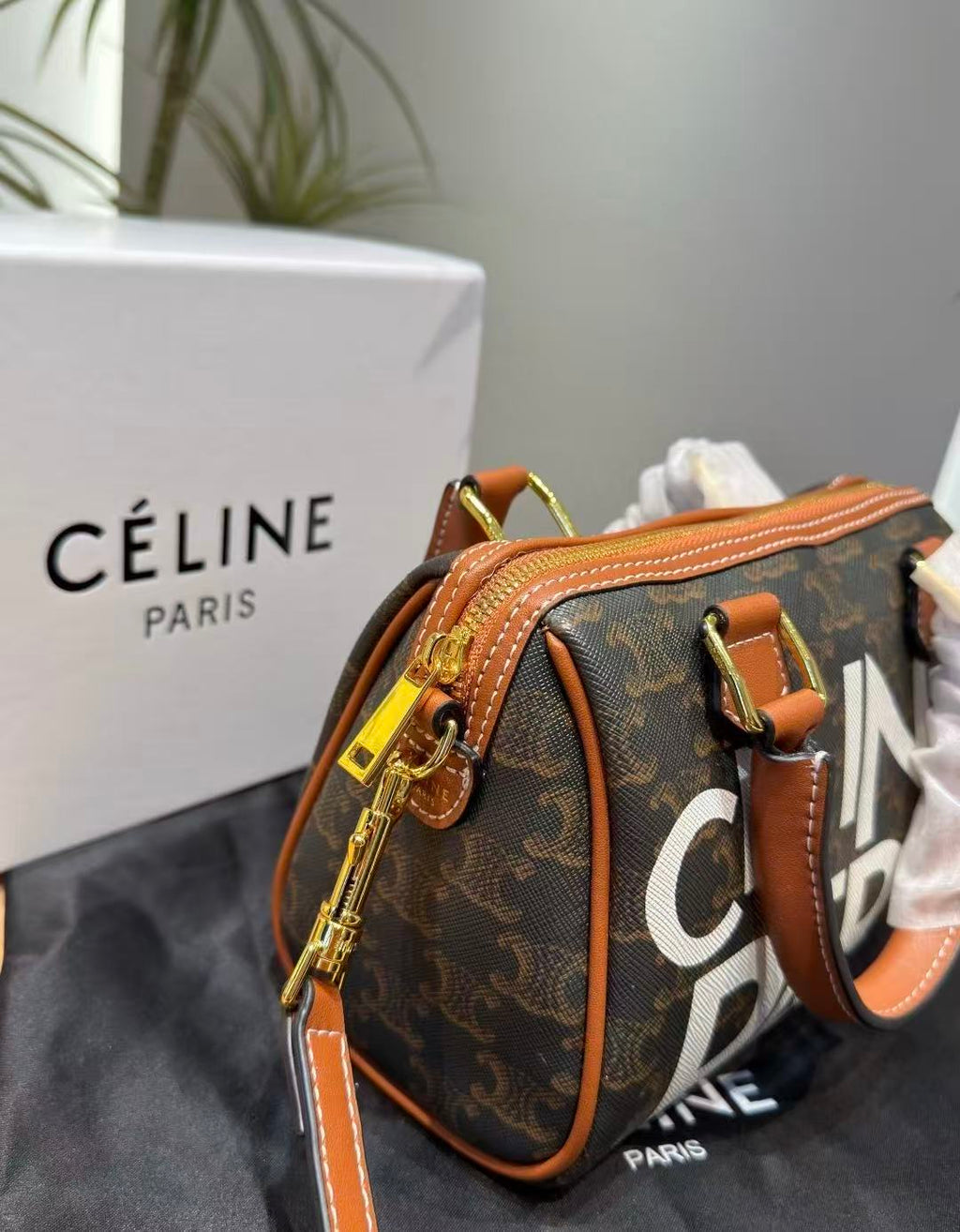 CELINE Pillow Graffiti Boston Bag Limited Edition in Brown