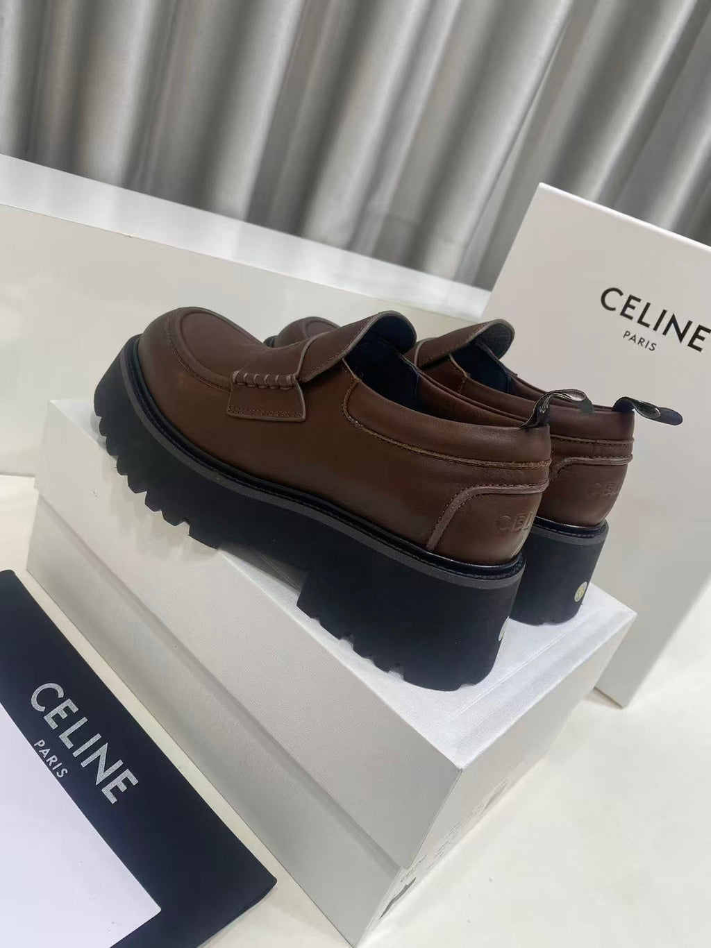 CELINE SS26 Thick-Sole Loafers — Brown