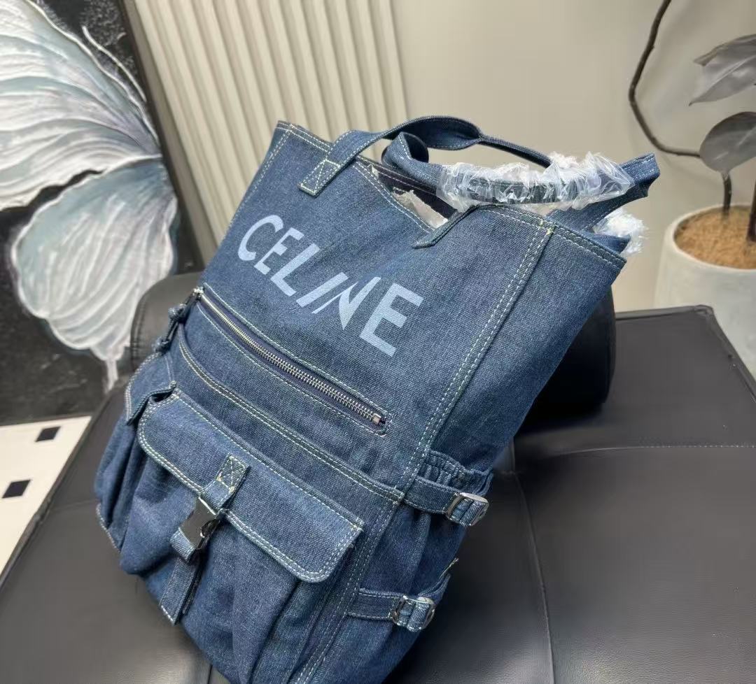 CELINE Blue Denim Tote Bag
