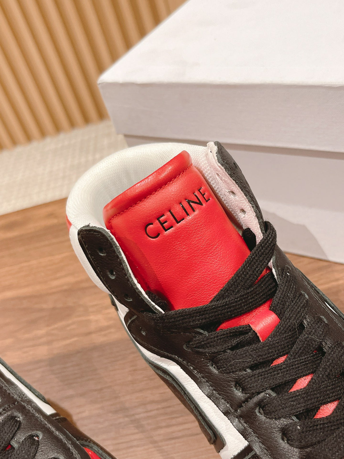 CELINE Unisex Platform Sneakers — All-Season | Black & Red