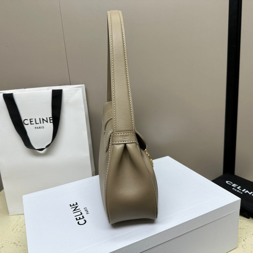 CELINE New Triomphe Polly Shoulder Bag in Beige