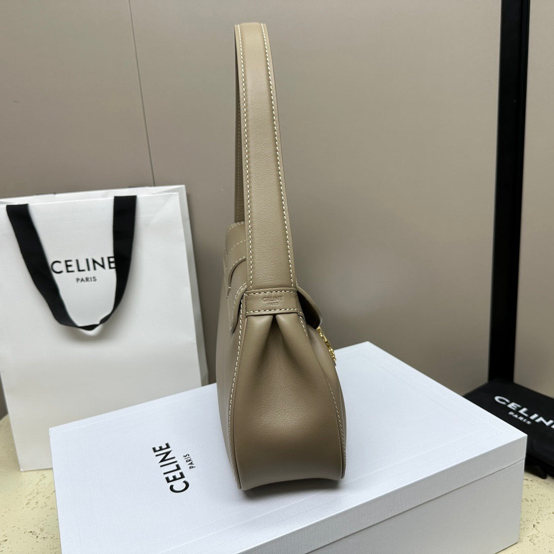 CELINE New Triomphe Polly Shoulder Bag in Beige