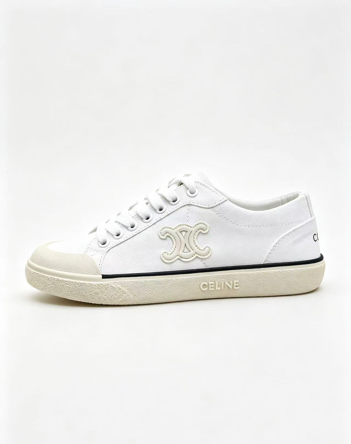 CELINE New Alan Triomphe Canvas Sneakers — White