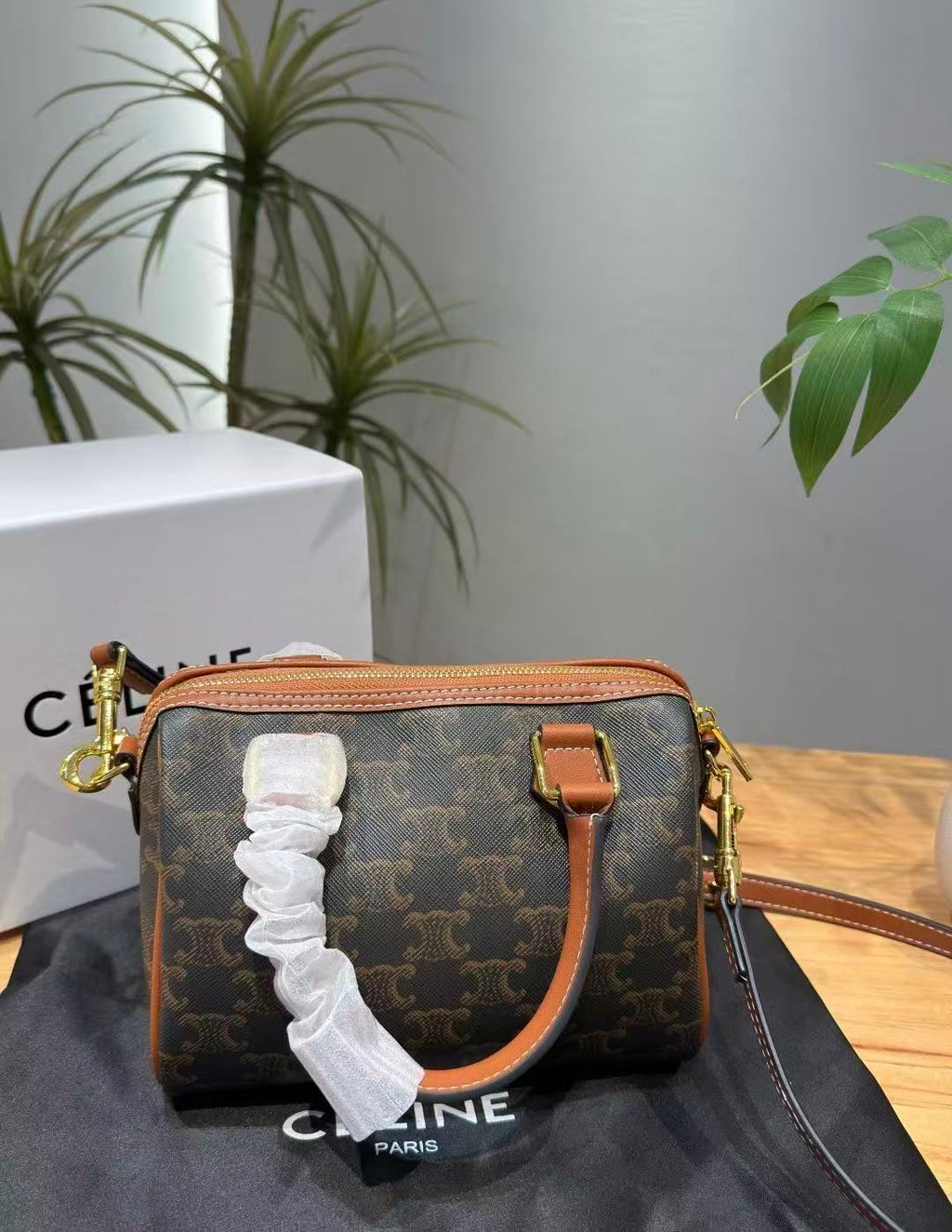 CELINE Pillow Graffiti Boston Bag Limited Edition in Brown