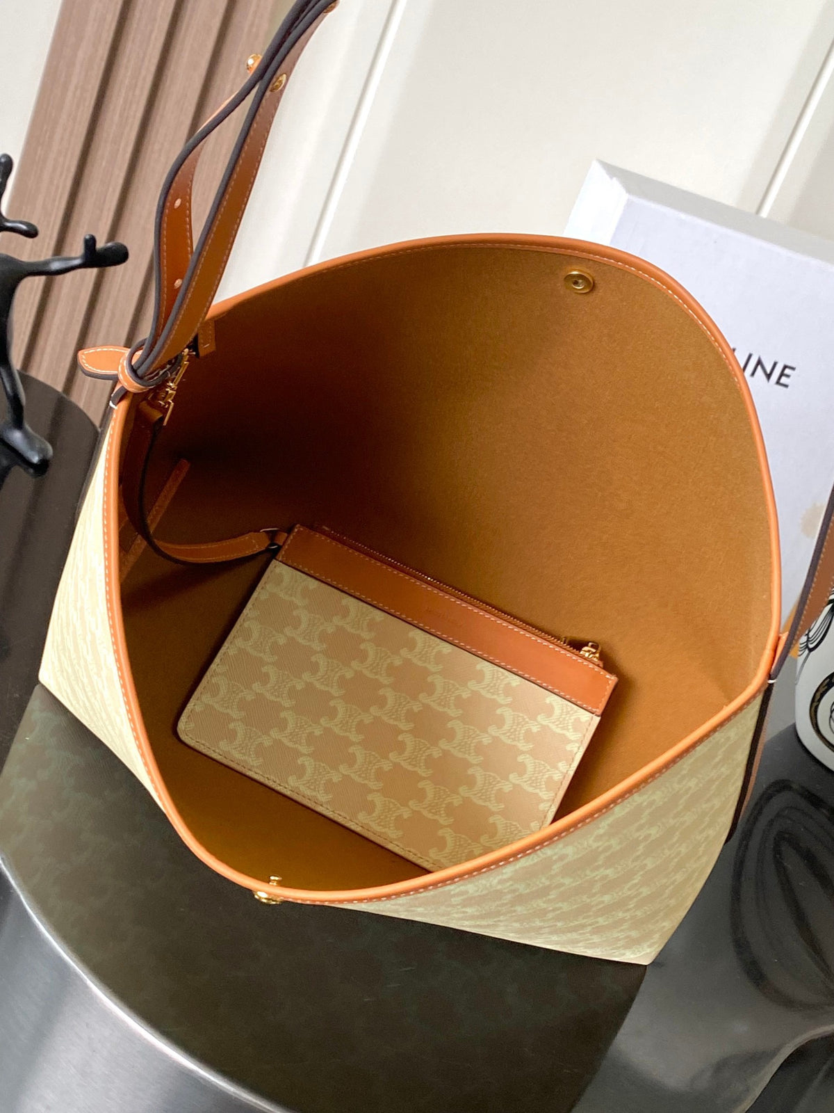 CELINE Monogram Soft Shopper Bag in Beige