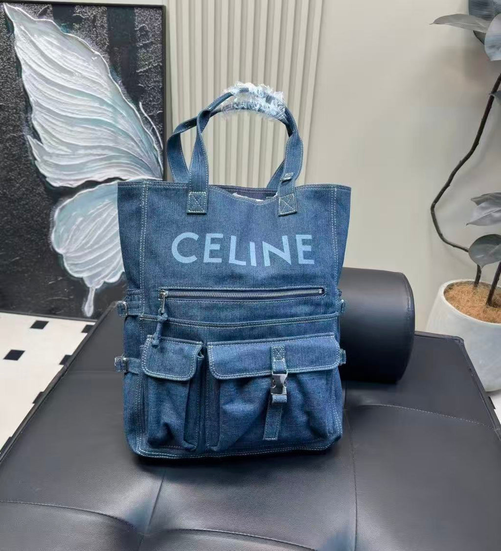 CELINE Blue Denim Tote Bag