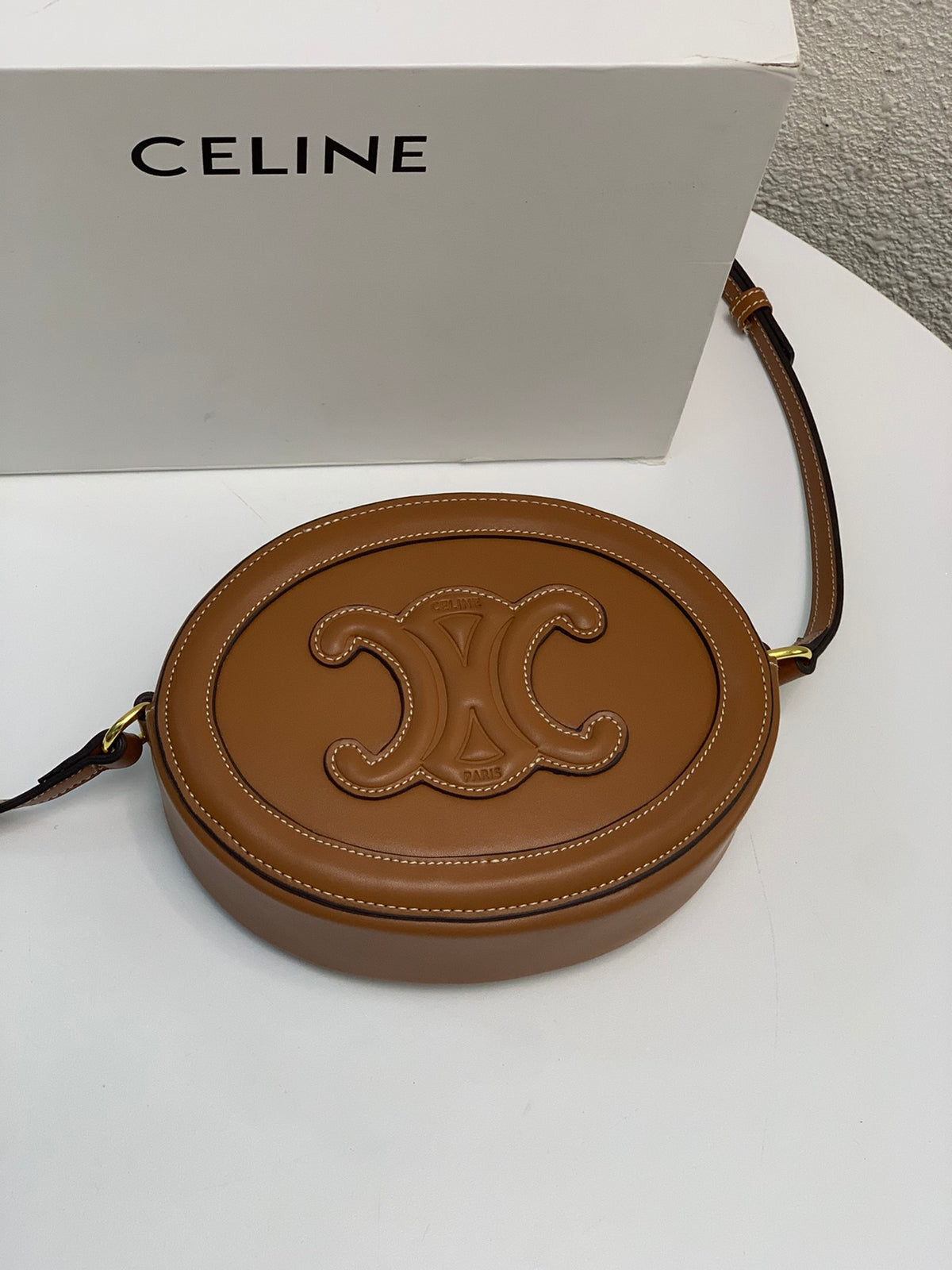 CELINE Pig Nose Mooncake Bag in Brown