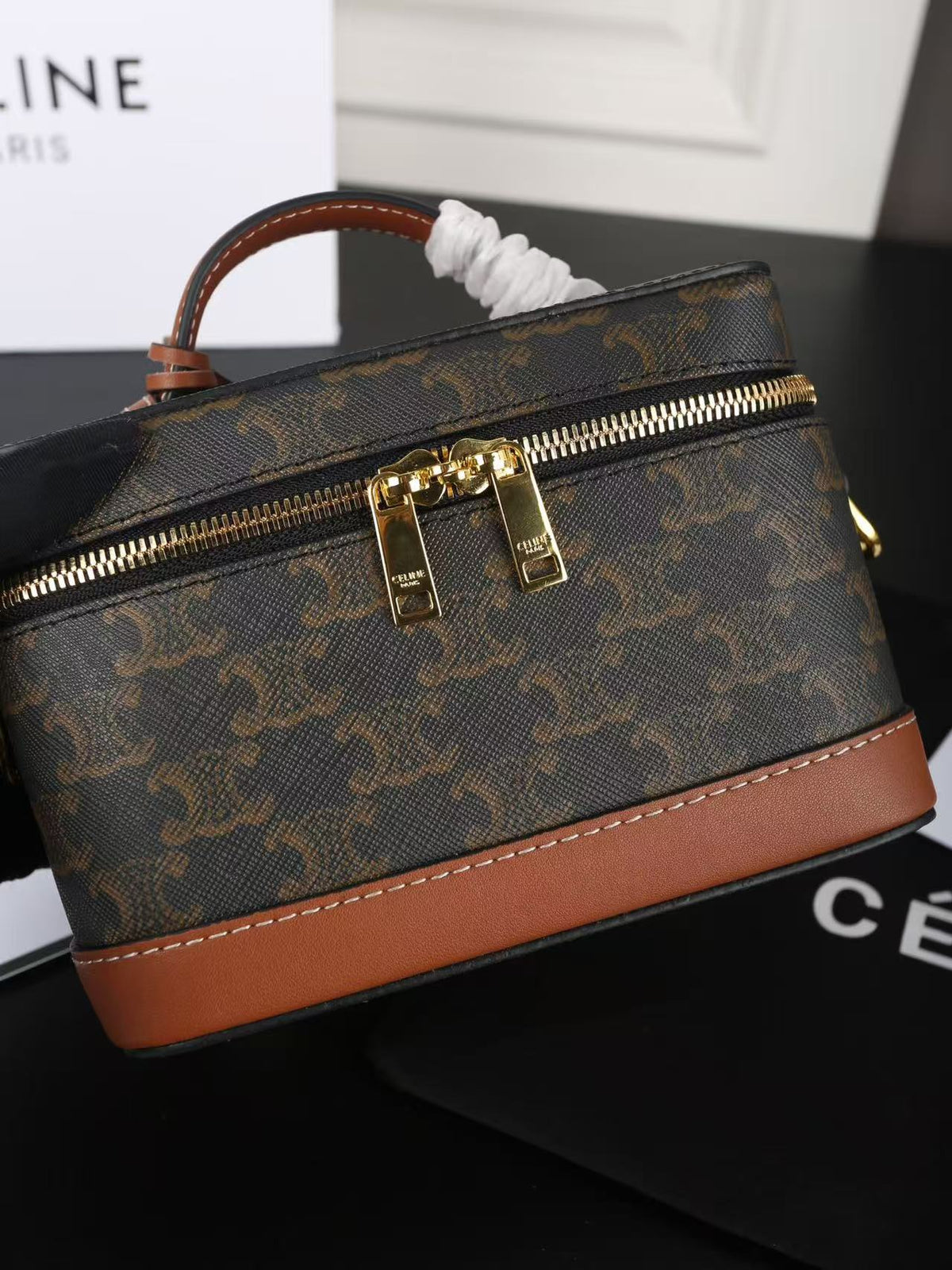 CELINE Triomphe Box Bag in Dark Brown | Shoulder & Crossbody