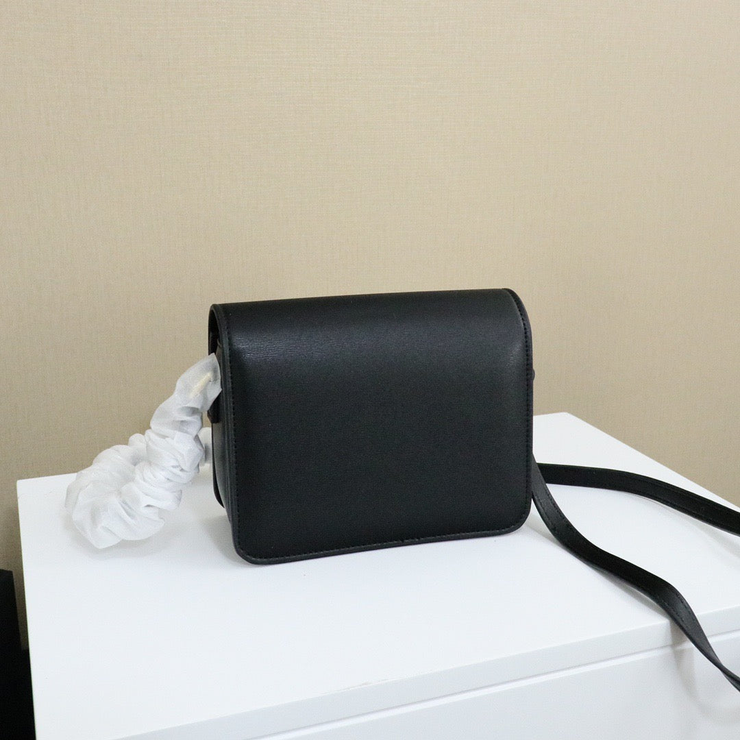 CELINE Teen Triomphe Messenger Bag — Canvas & Calfskin | Black