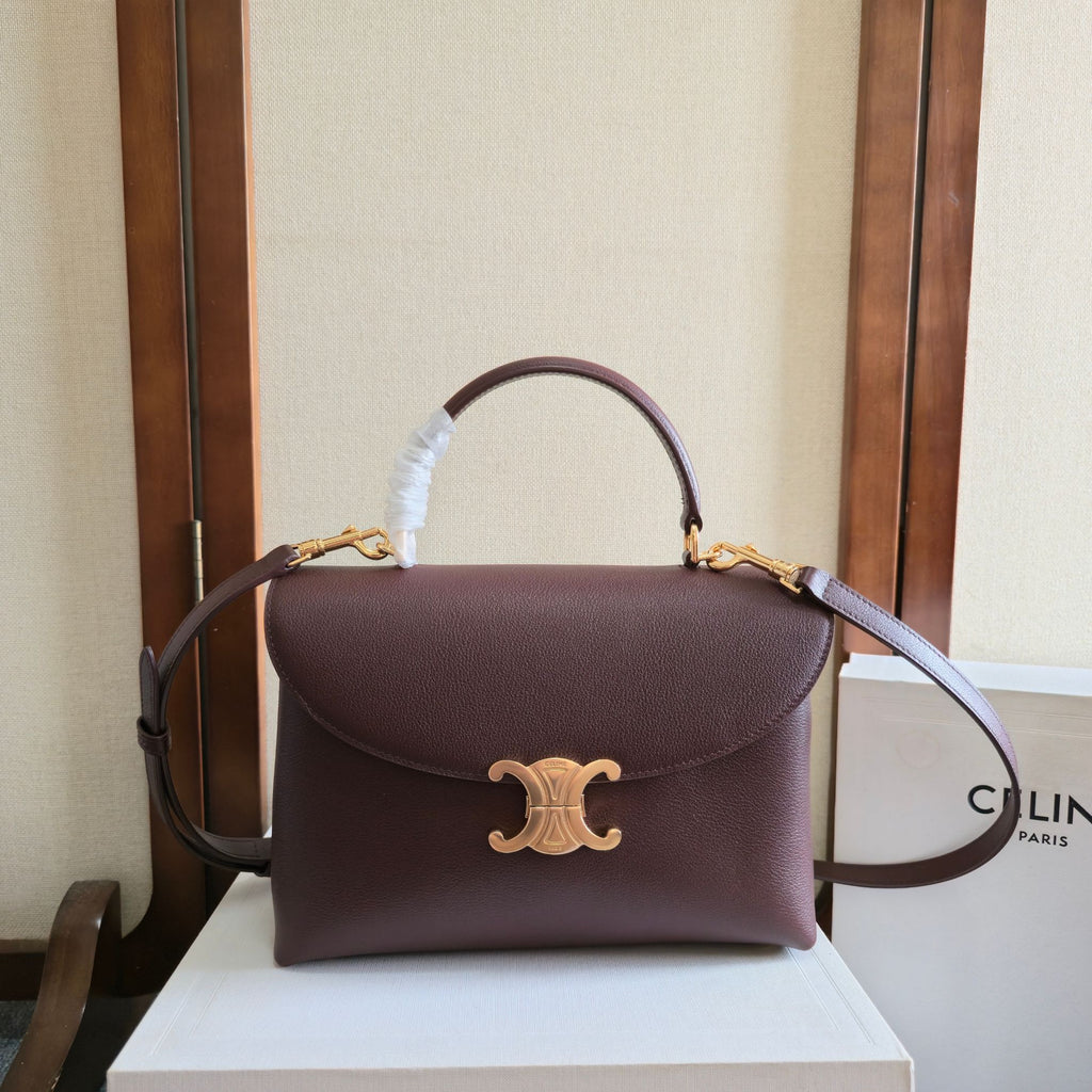CELINE Triomphe Kelly Bag in Burgundy