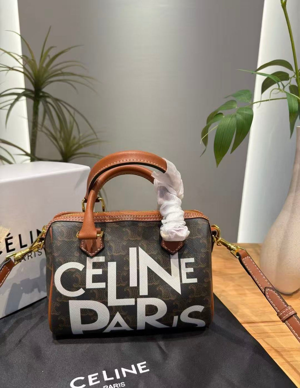 CELINE Pillow Graffiti Boston Bag Limited Edition in Brown