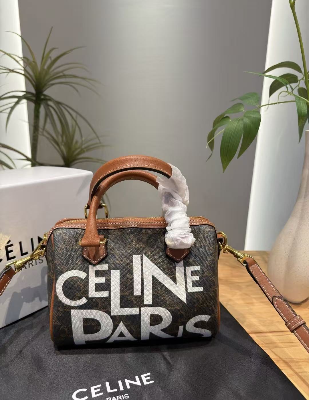 CELINE Pillow Graffiti Boston Bag Limited Edition in Brown