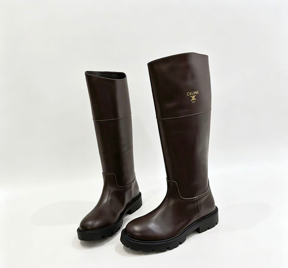 CELINE BUMARGARET High Boots — Dark Brown