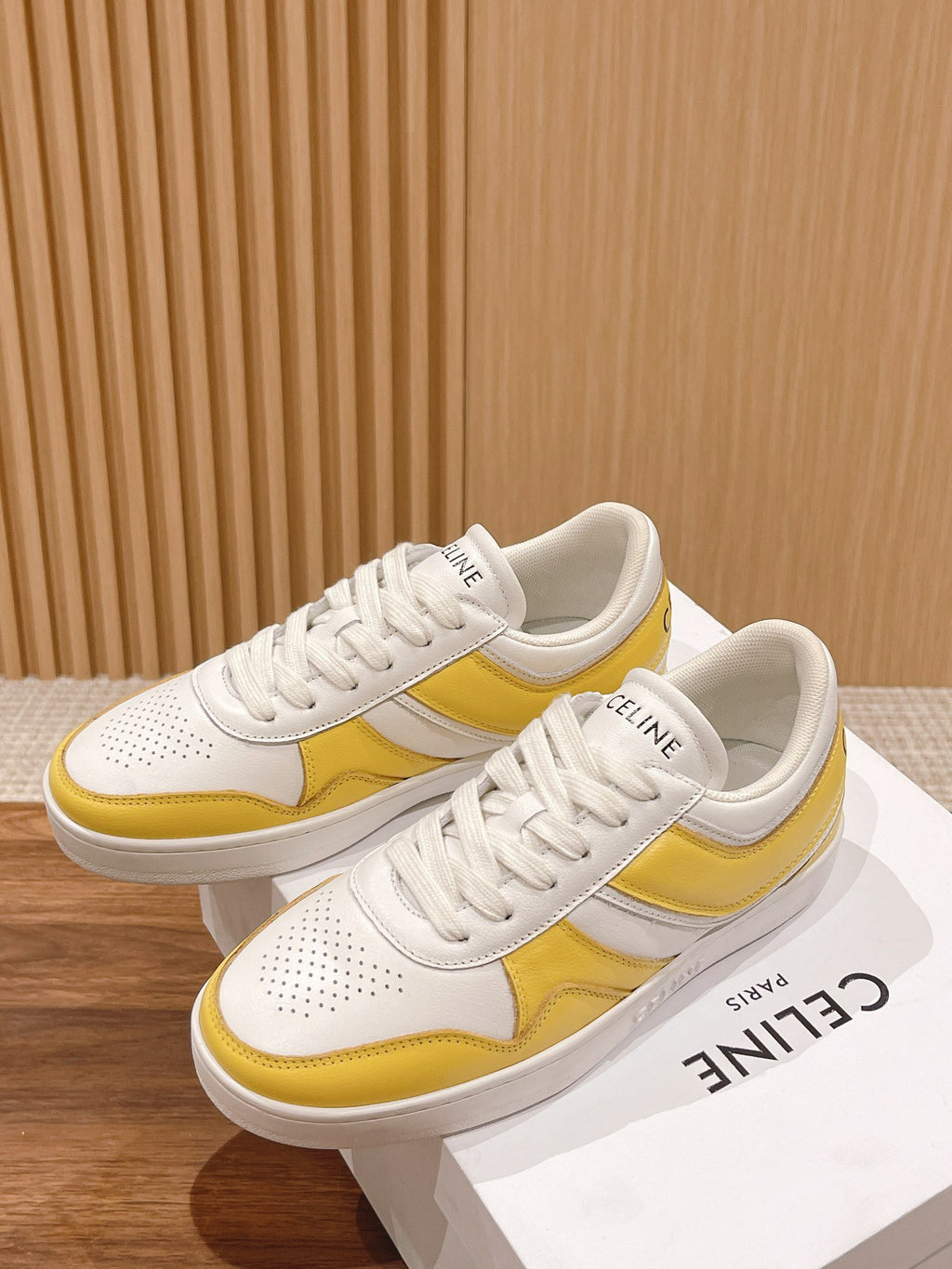 Celine White & Yellow Unisex Platform Sneakers – Sizes 35–44