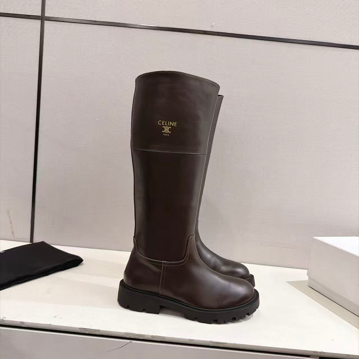 CELINE BUMARGARET High Boots — Dark Brown