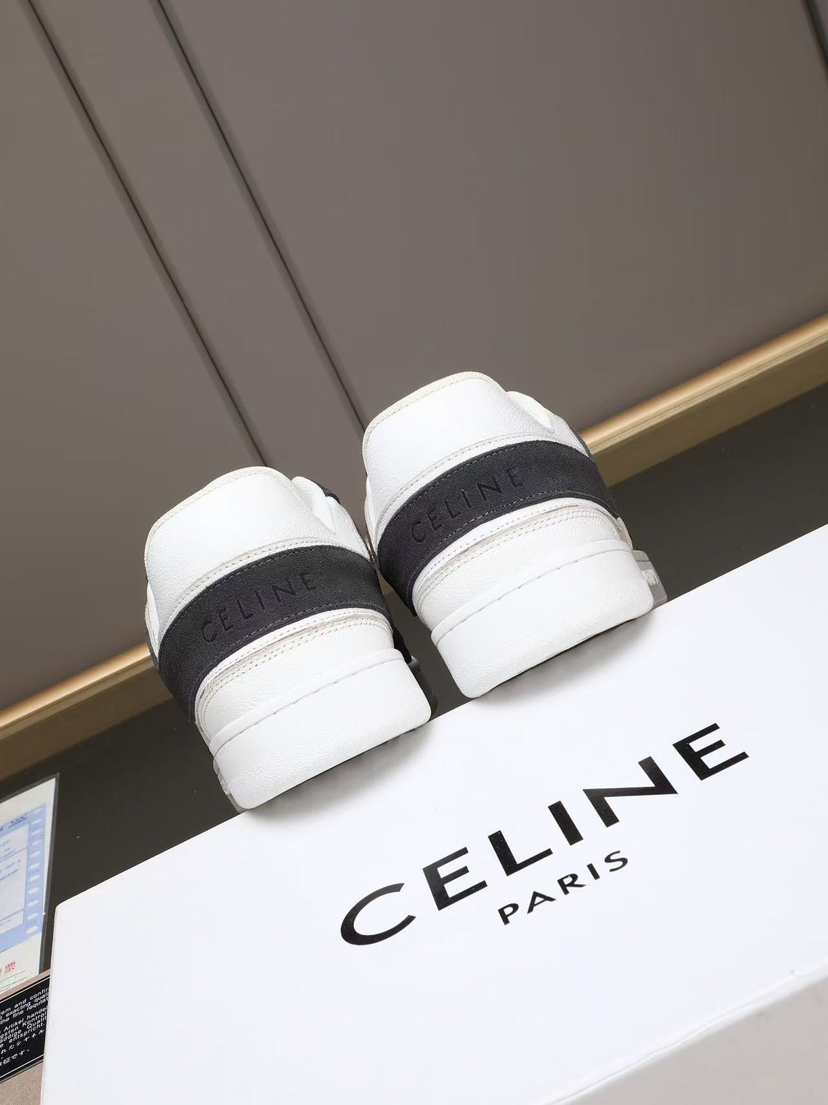 Celine Low-Top Sneakers with Celine Logo Detail — Black & White