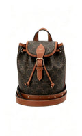 CELINE Folco Logo-Print Flap Bag in Brown