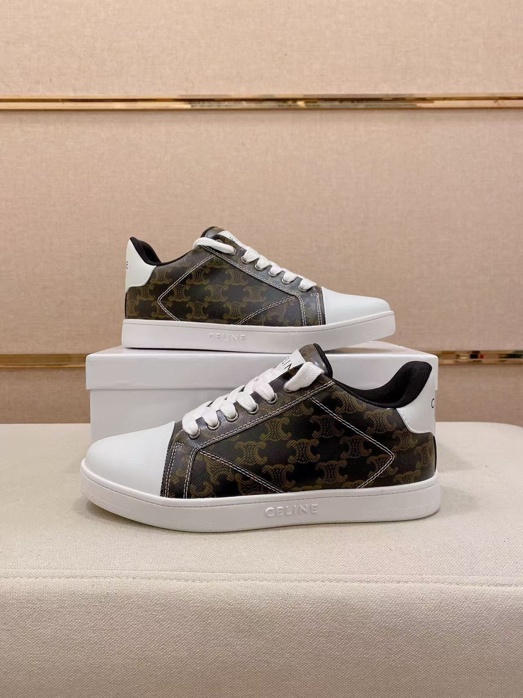 Celine Color-Block Sneakers — Black & Brown