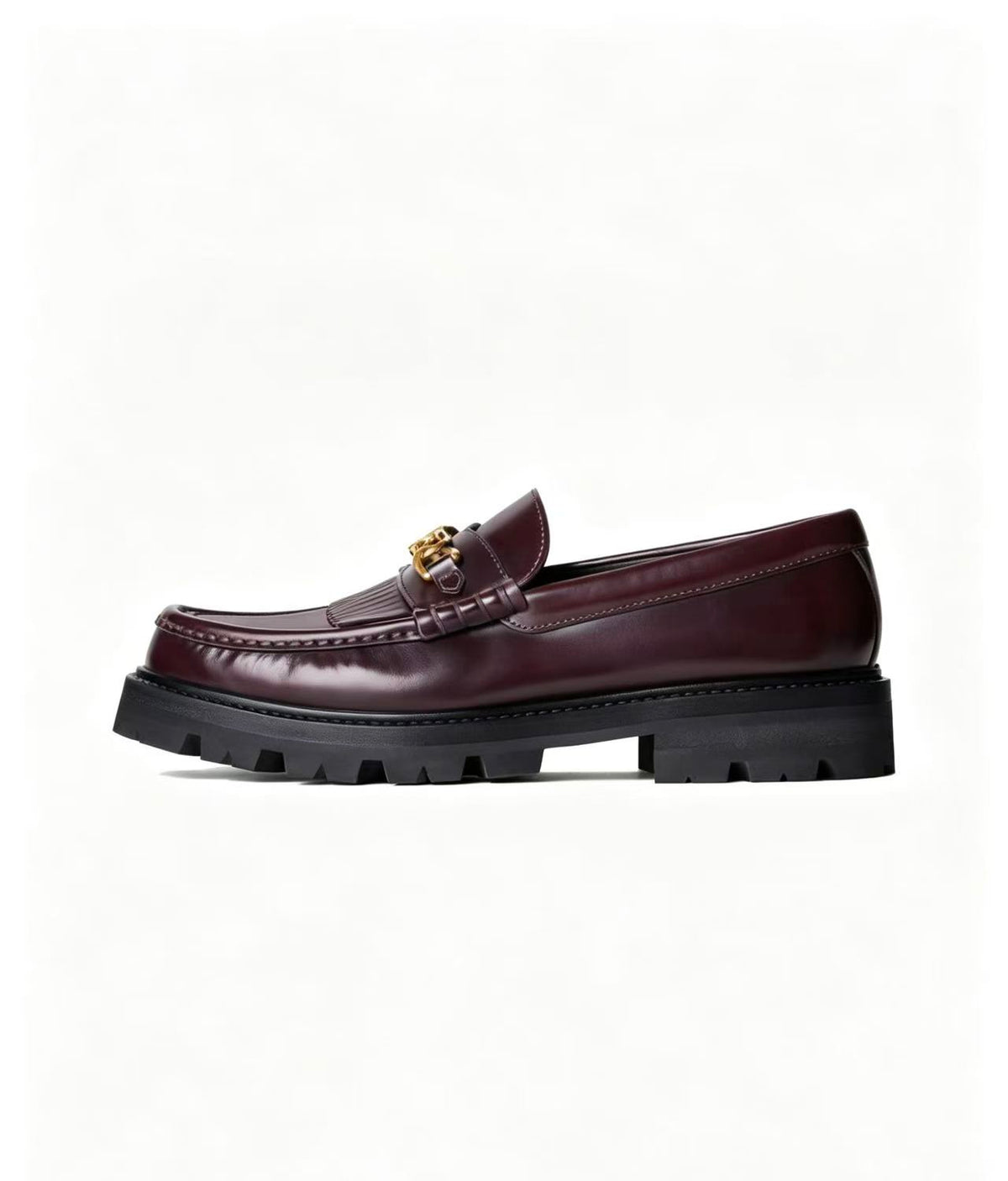 CELINE Chain Tassel Leather Loafers | 3.5cm Heel | Red