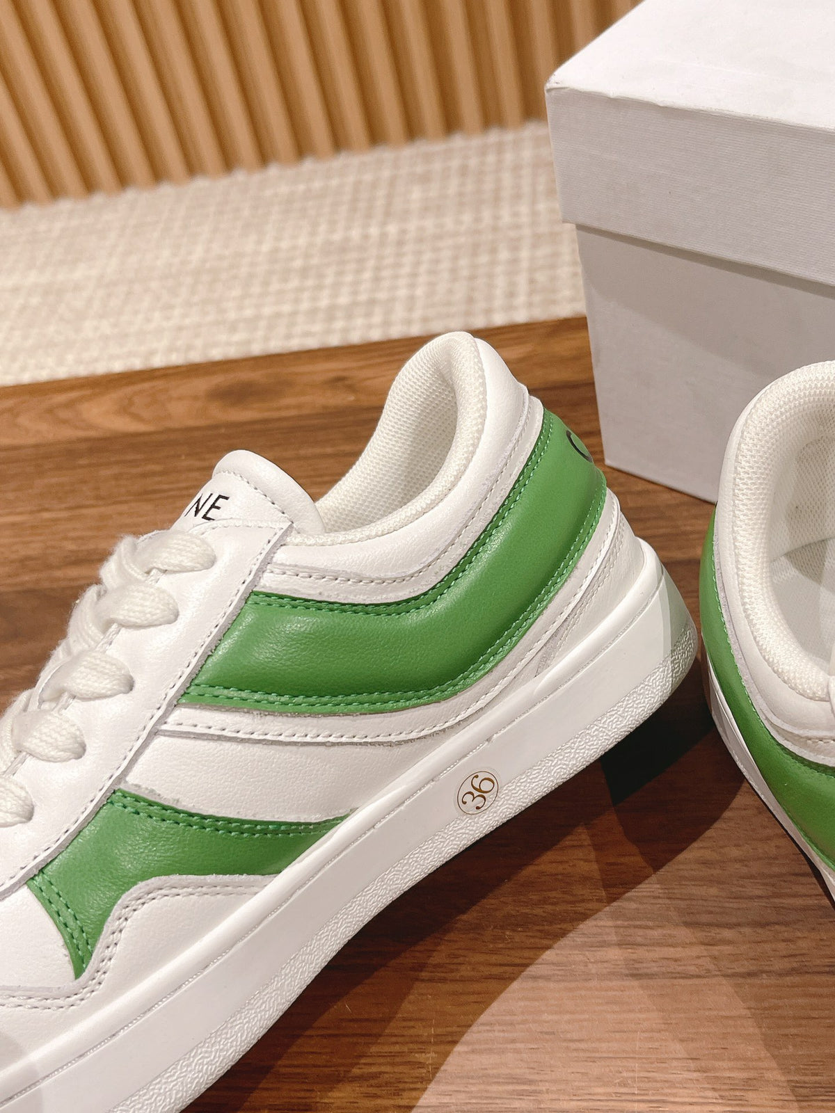Celine White & Green Unisex Platform Sneakers – Sizes 35–44