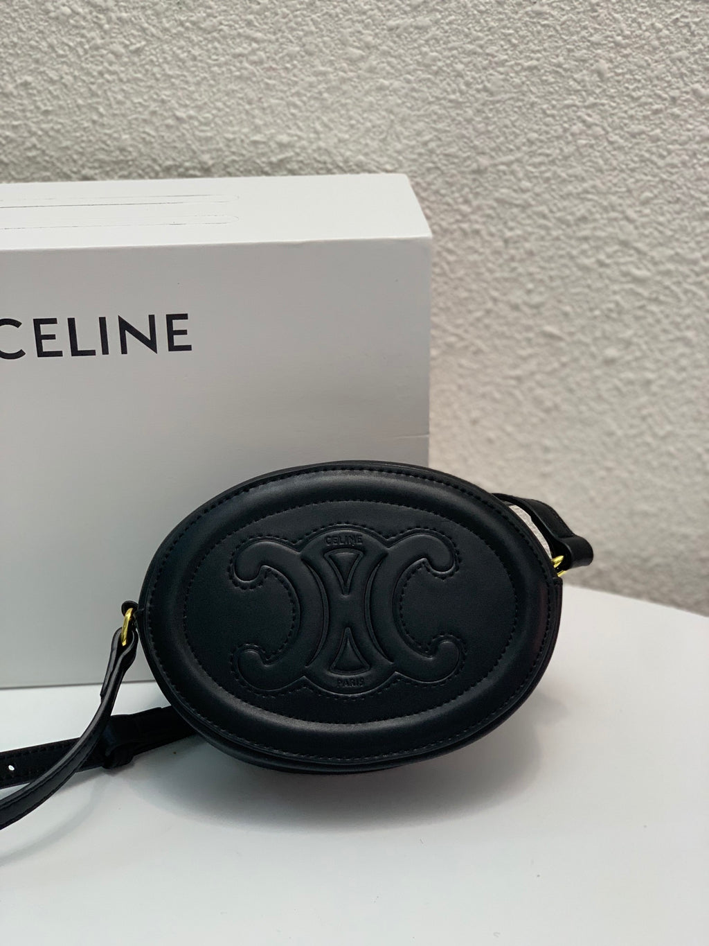 CELINE Pig Nose Mooncake Bag in Black