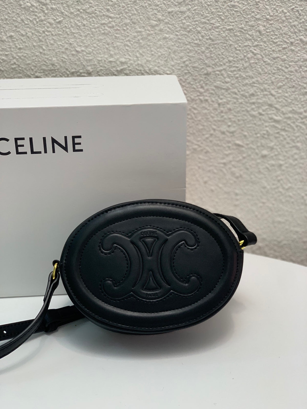 CELINE Pig Nose Mooncake Bag in Black