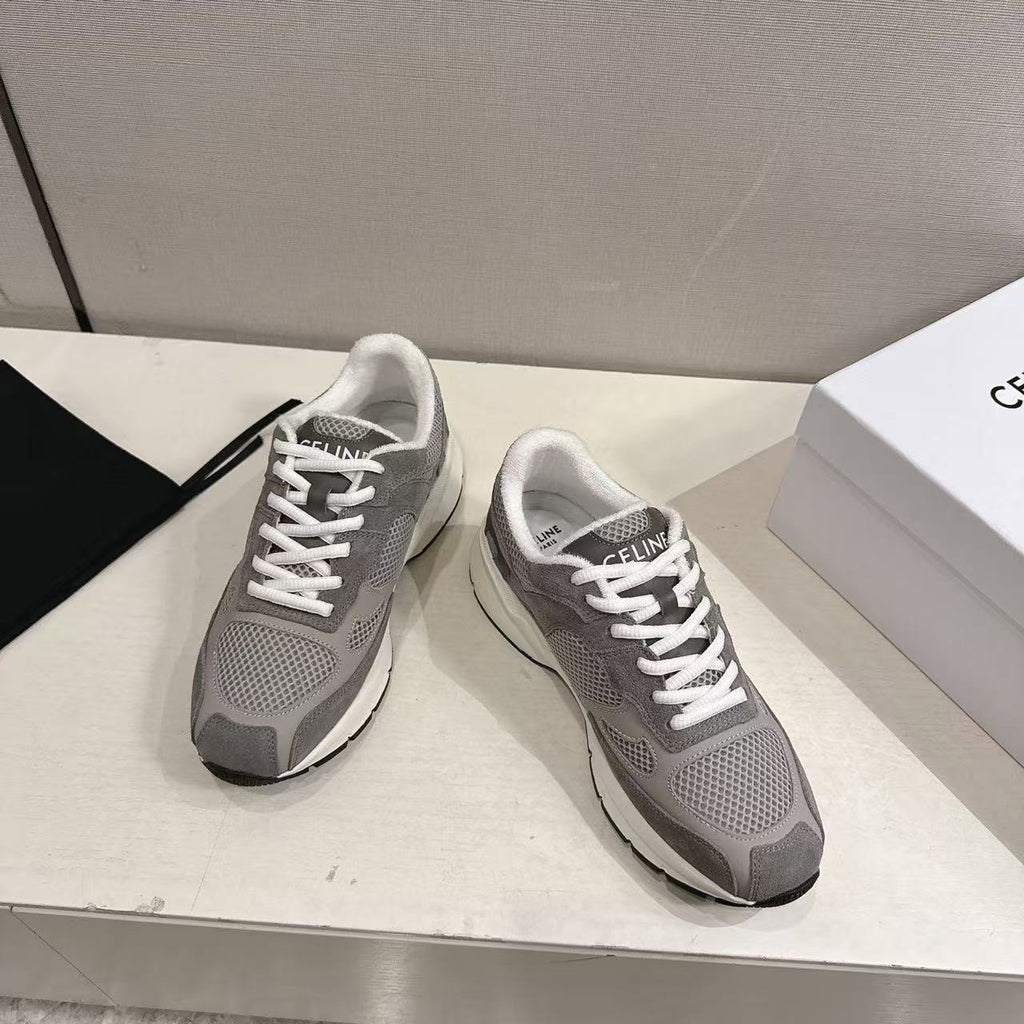 CELINE Triomphe Runner Low-Top Sneakers — Grey