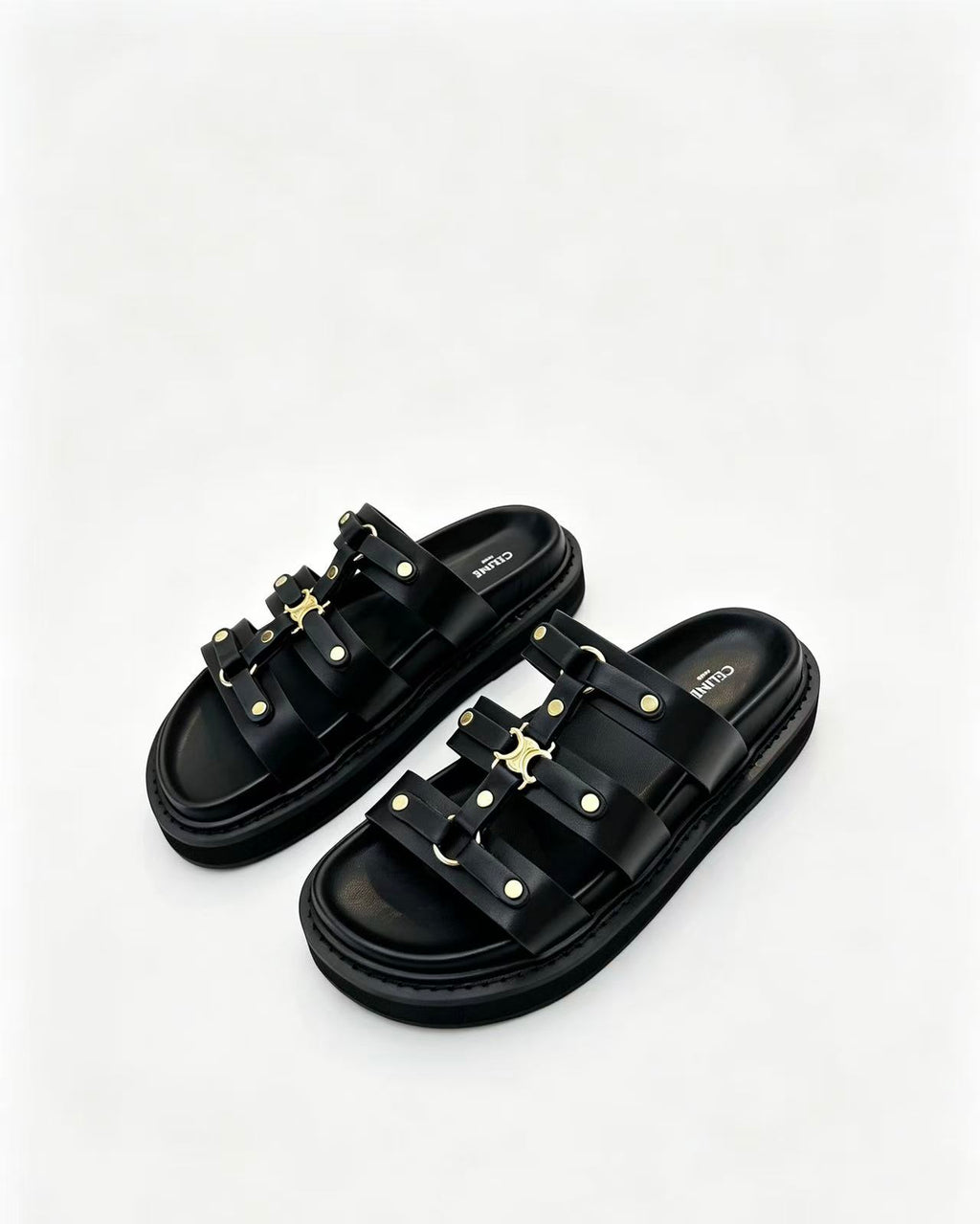 CELINE Metal Buckle Sandals — Women's Black | EU 35-40