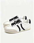 CELINE Jogger Triomphe Low-Top Sneakers in White Cowhide & Suede
