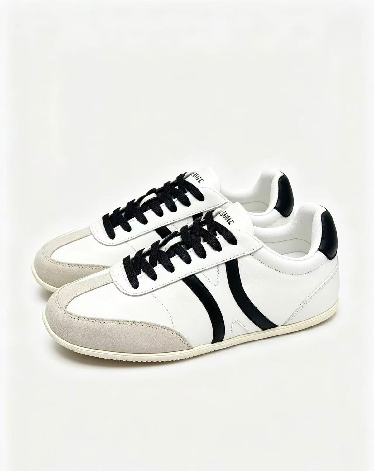 CELINE Jogger Triomphe Low-Top Sneakers in White Cowhide & Suede