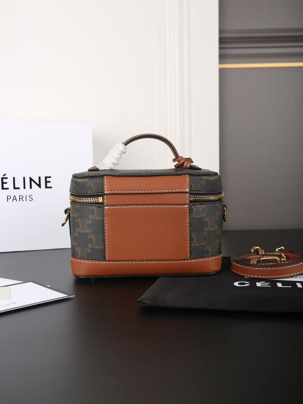 CELINE Triomphe Box Bag in Dark Brown | Shoulder & Crossbody