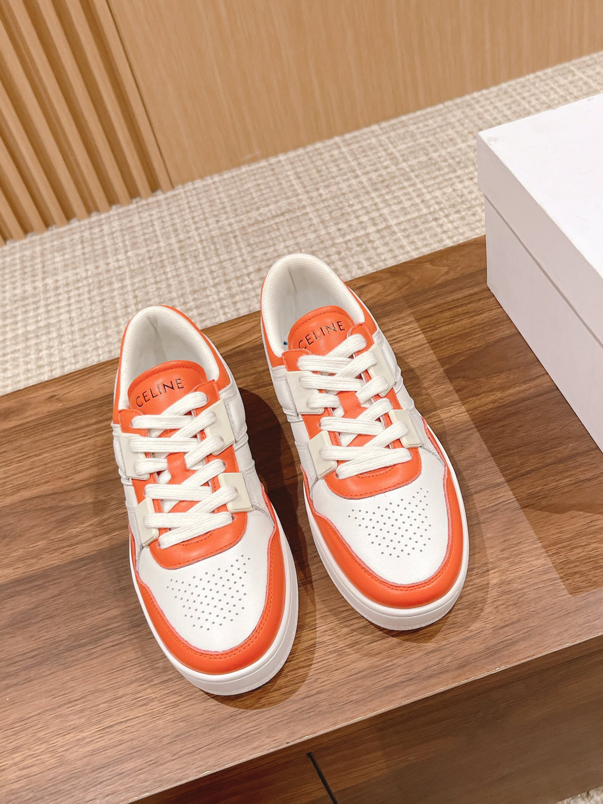 Celine White & Orange Unisex Platform Sneakers – Sizes 35–44
