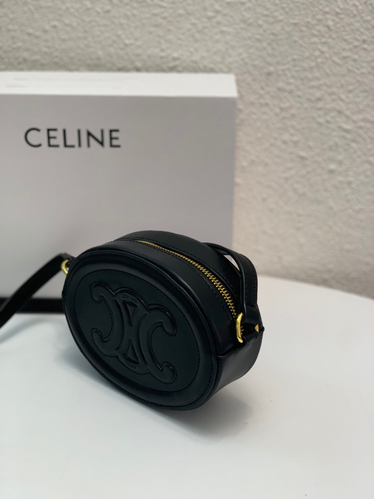 CELINE Pig Nose Mooncake Bag in Black