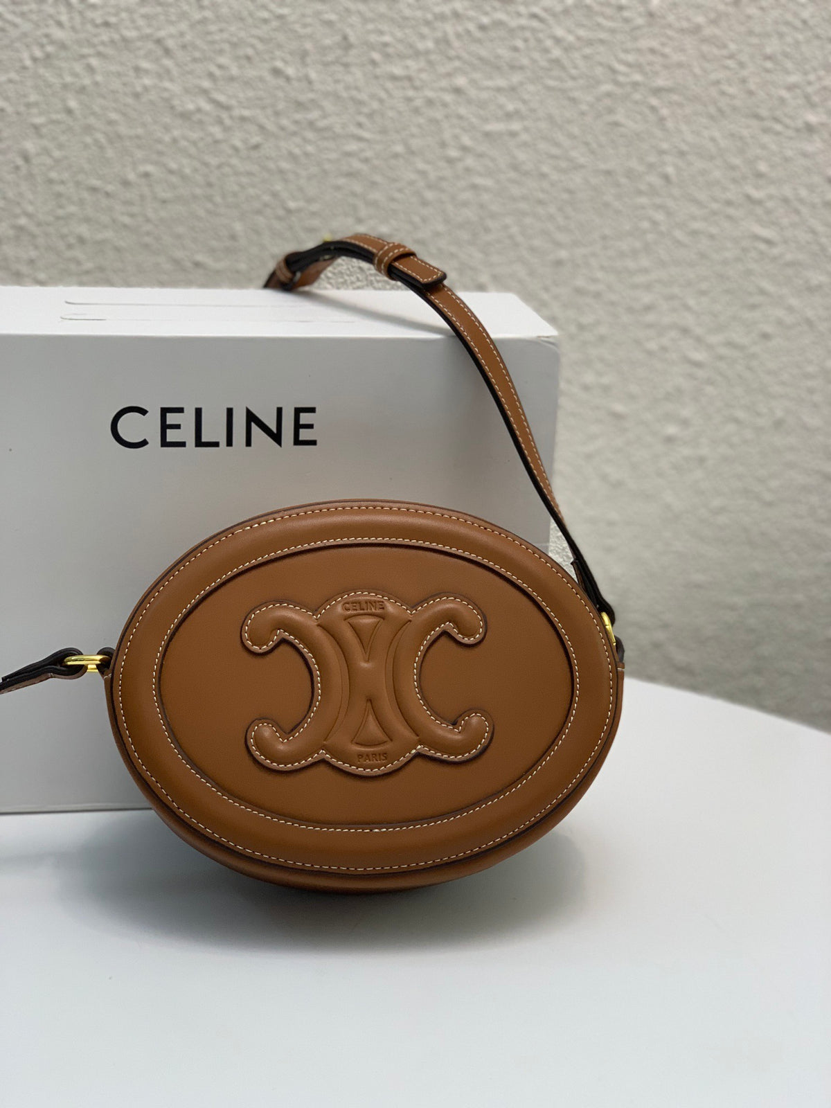 CELINE Pig Nose Mooncake Bag in Brown