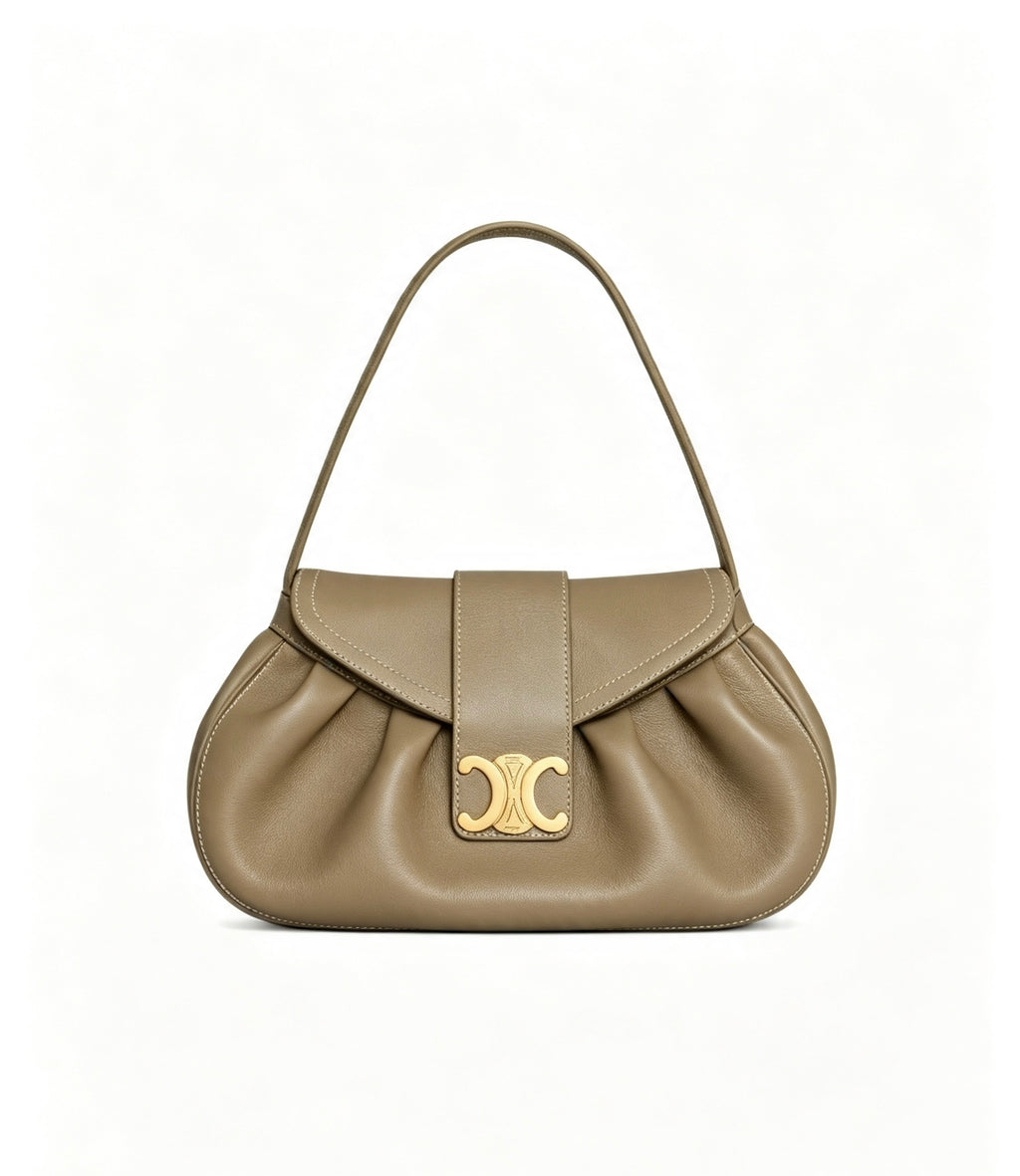 CELINE New Triomphe Polly Shoulder Bag in Beige