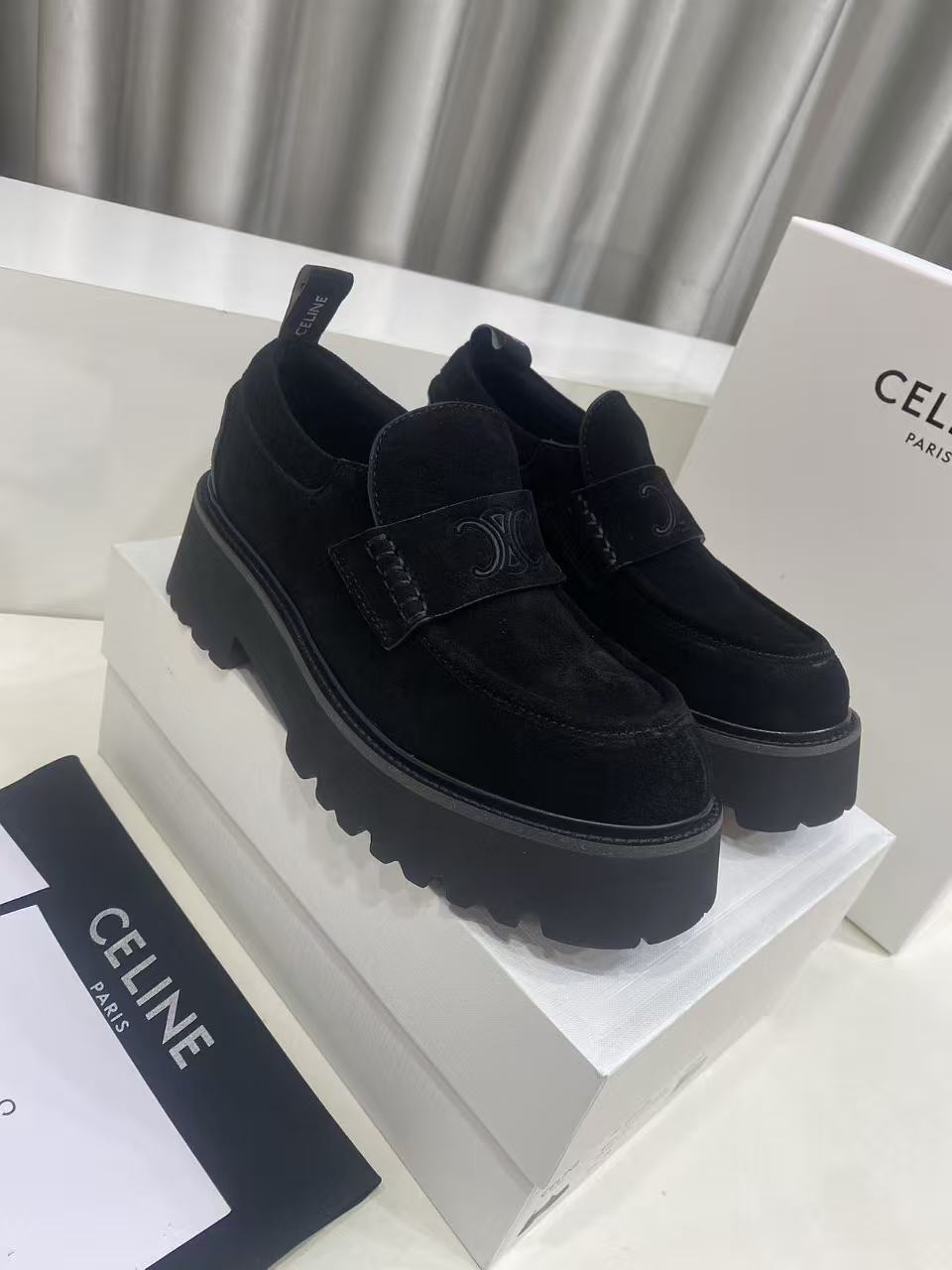 CELINE SS26 Thick-Sole Loafers in Calfskin — Black