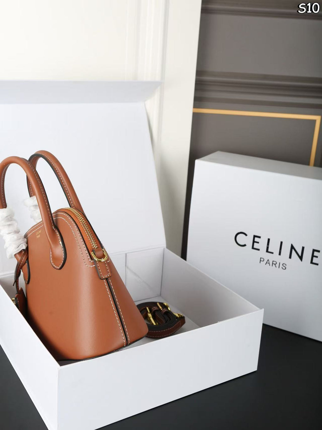 CELINE Shell Bag in Brown | Curved Handbag