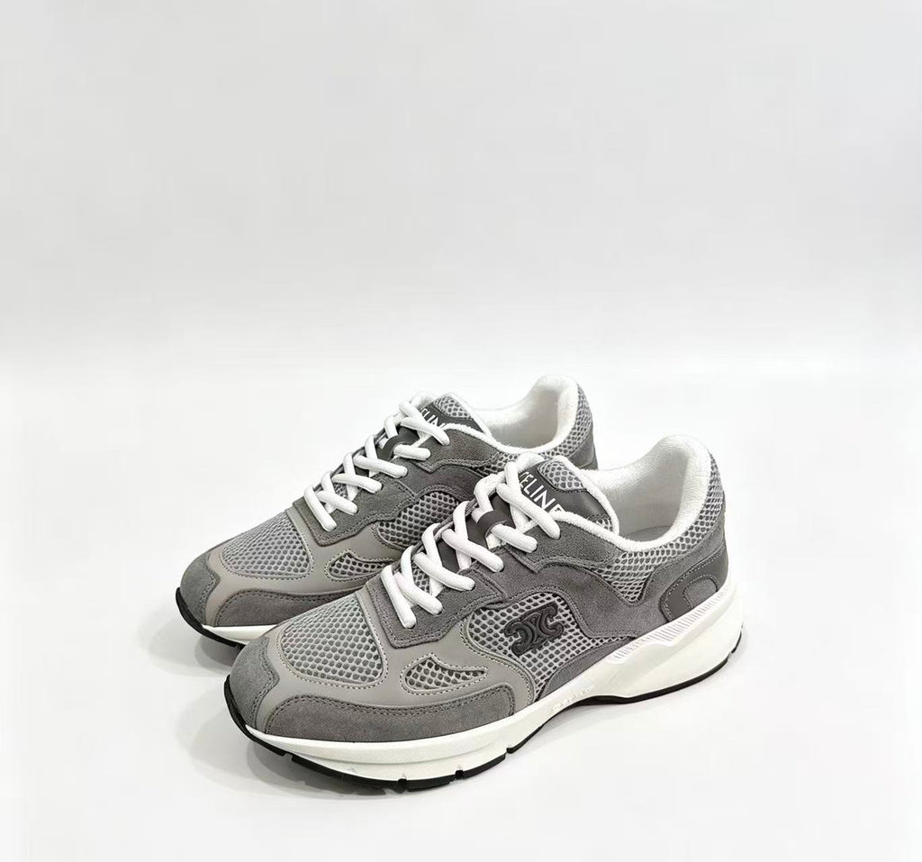 CELINE Triomphe Runner Low-Top Sneakers — Grey