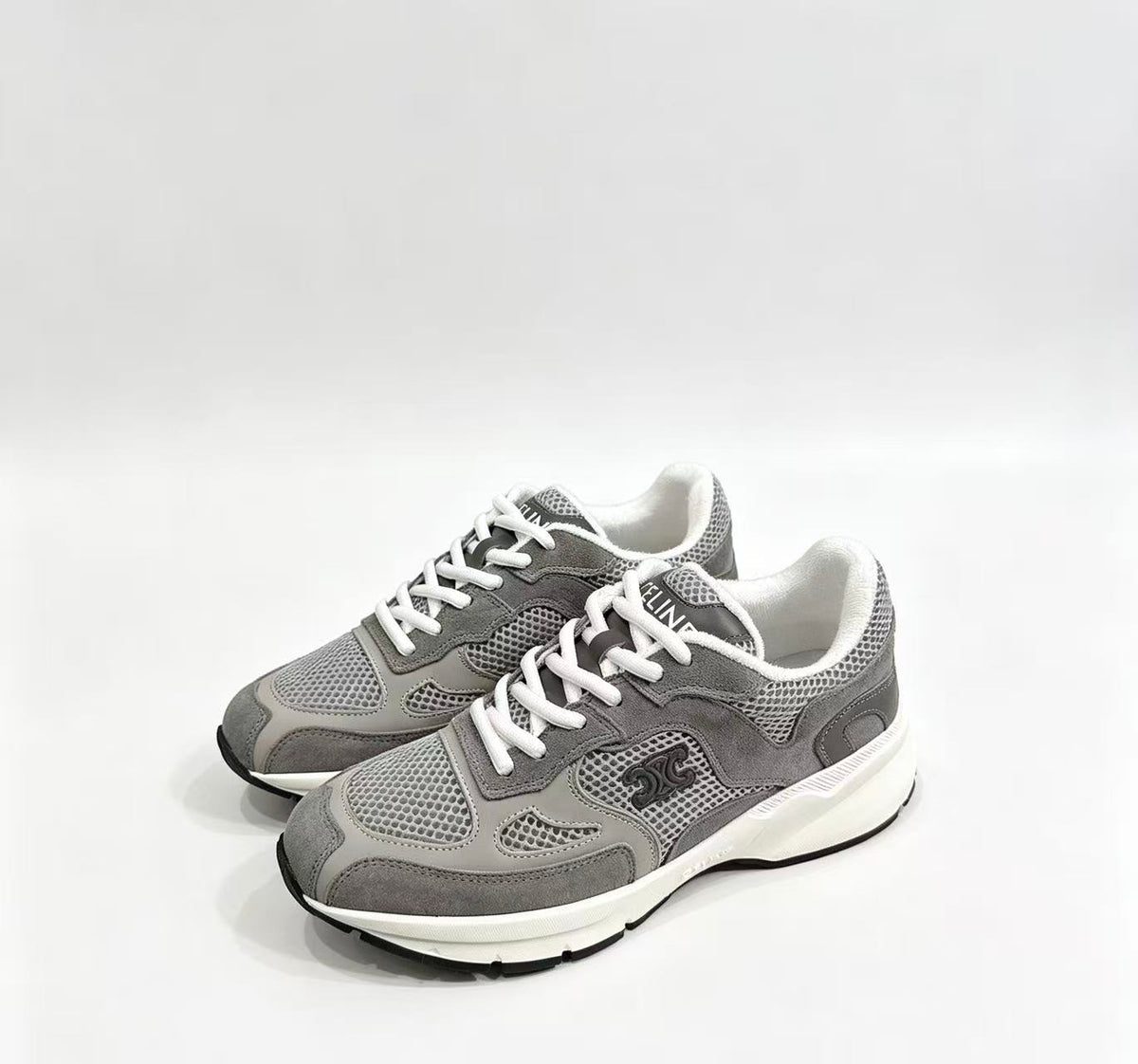 CELINE Triomphe Runner Low-Top Sneakers — Grey